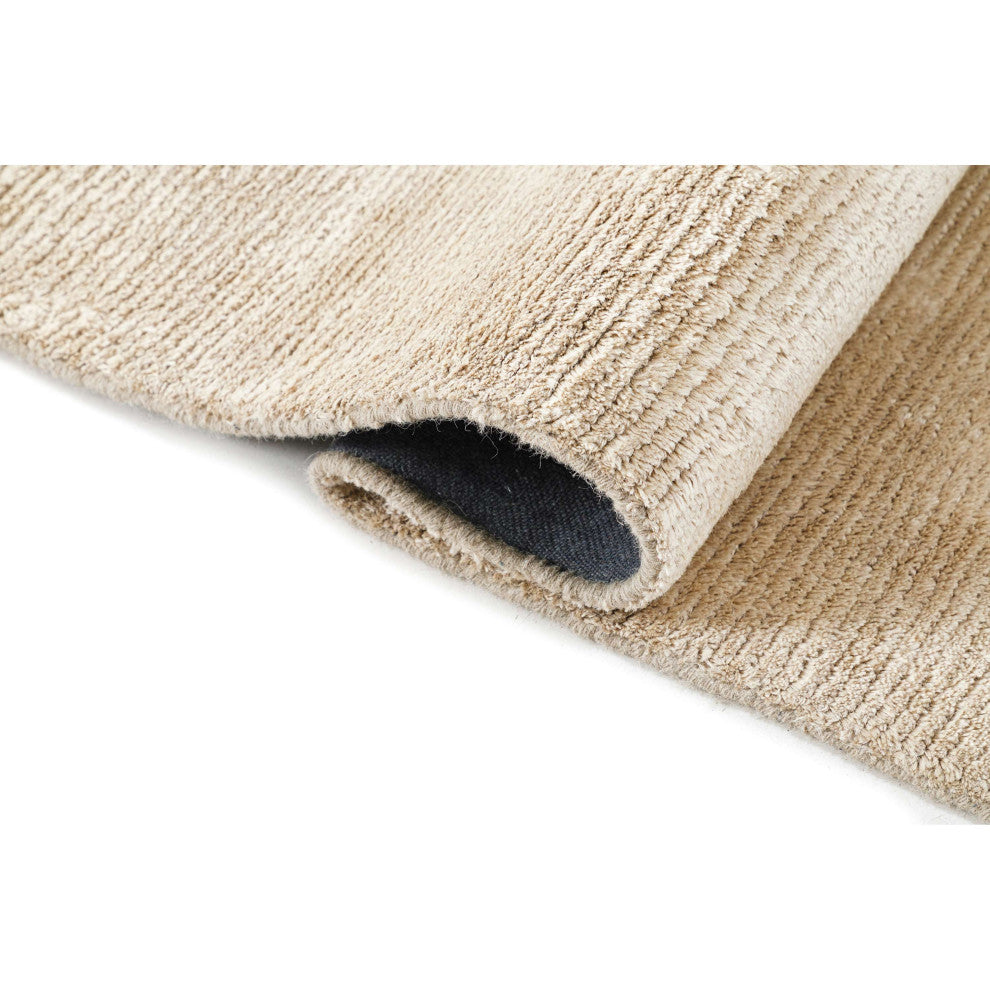 Hue Solid Hand Made Indoor Area Rug, 5'x8', Bisque