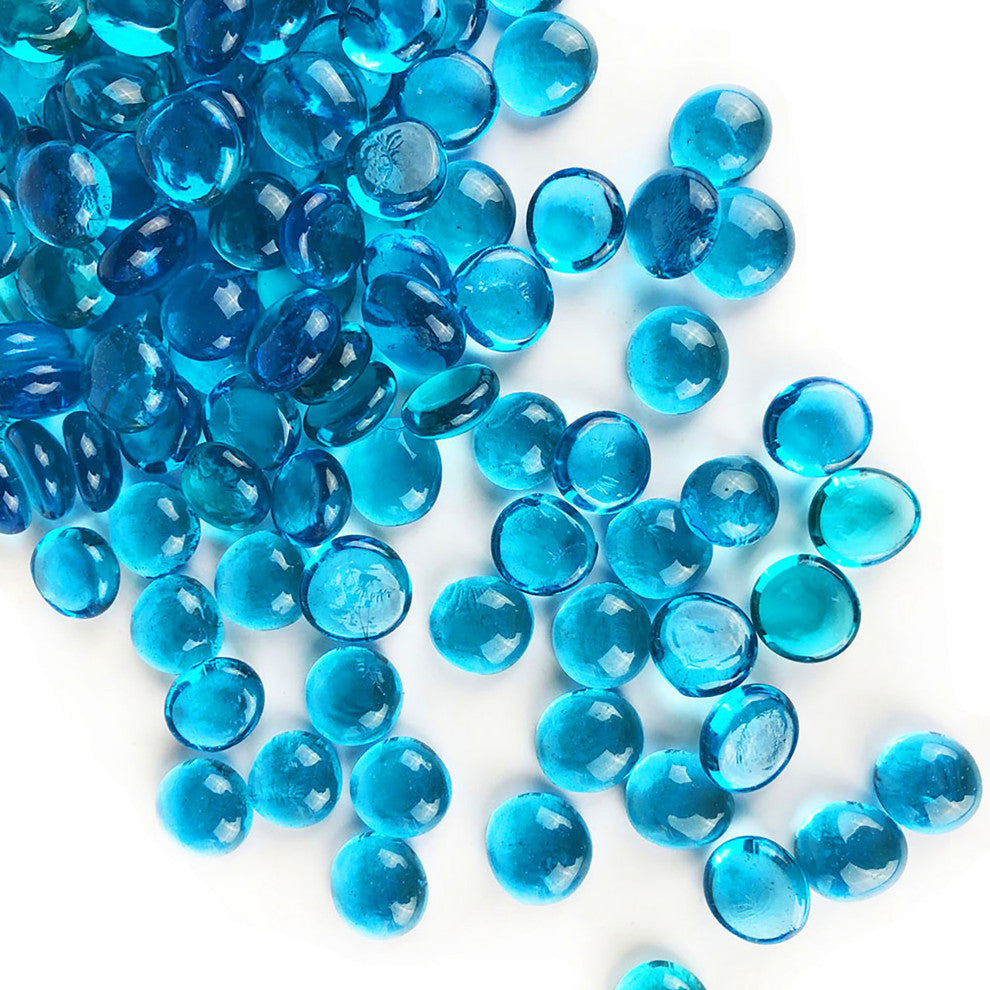 18 LBS CYS Vase Filler Glass Flat Marbles Gem Stones Approx. 1800 pcs, Light Blue