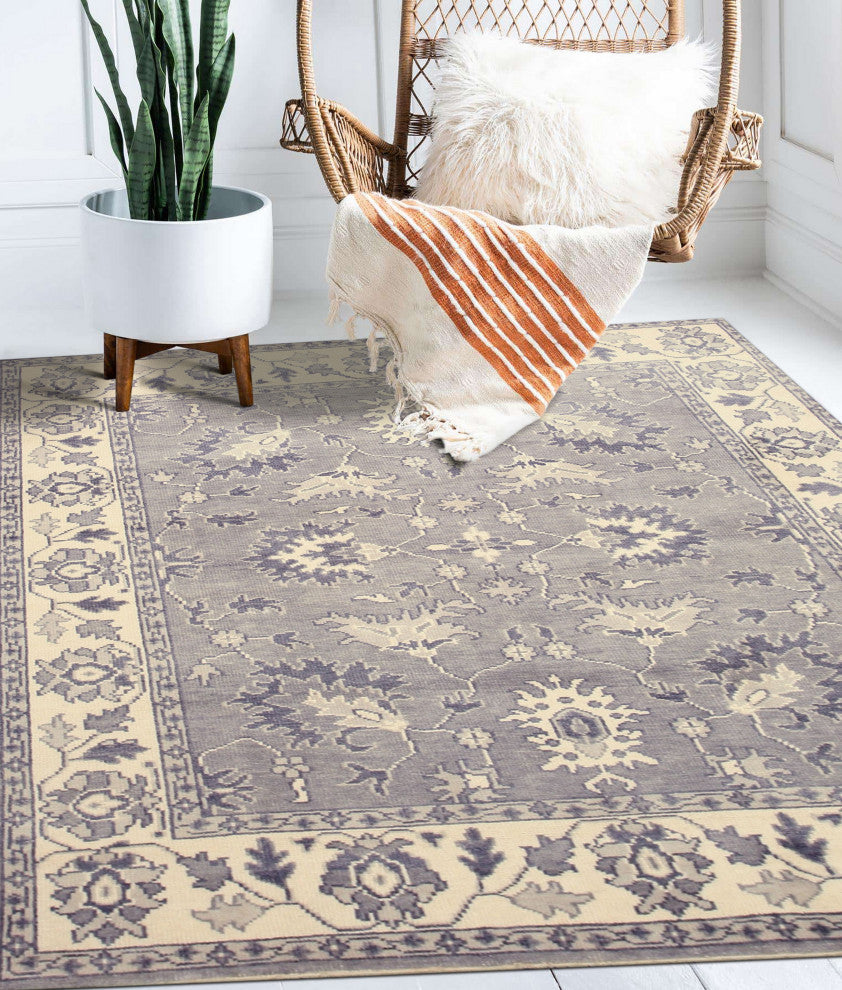 Gray Traditional Oriental Mono Area Rug