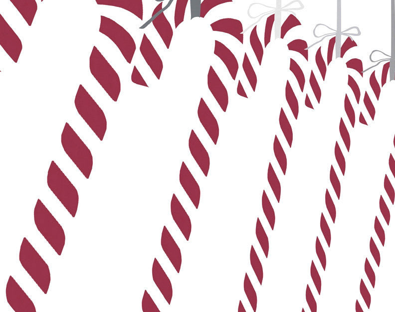 Candy Canes Decorative Holiday Geometric Print Hand Towel, Gray