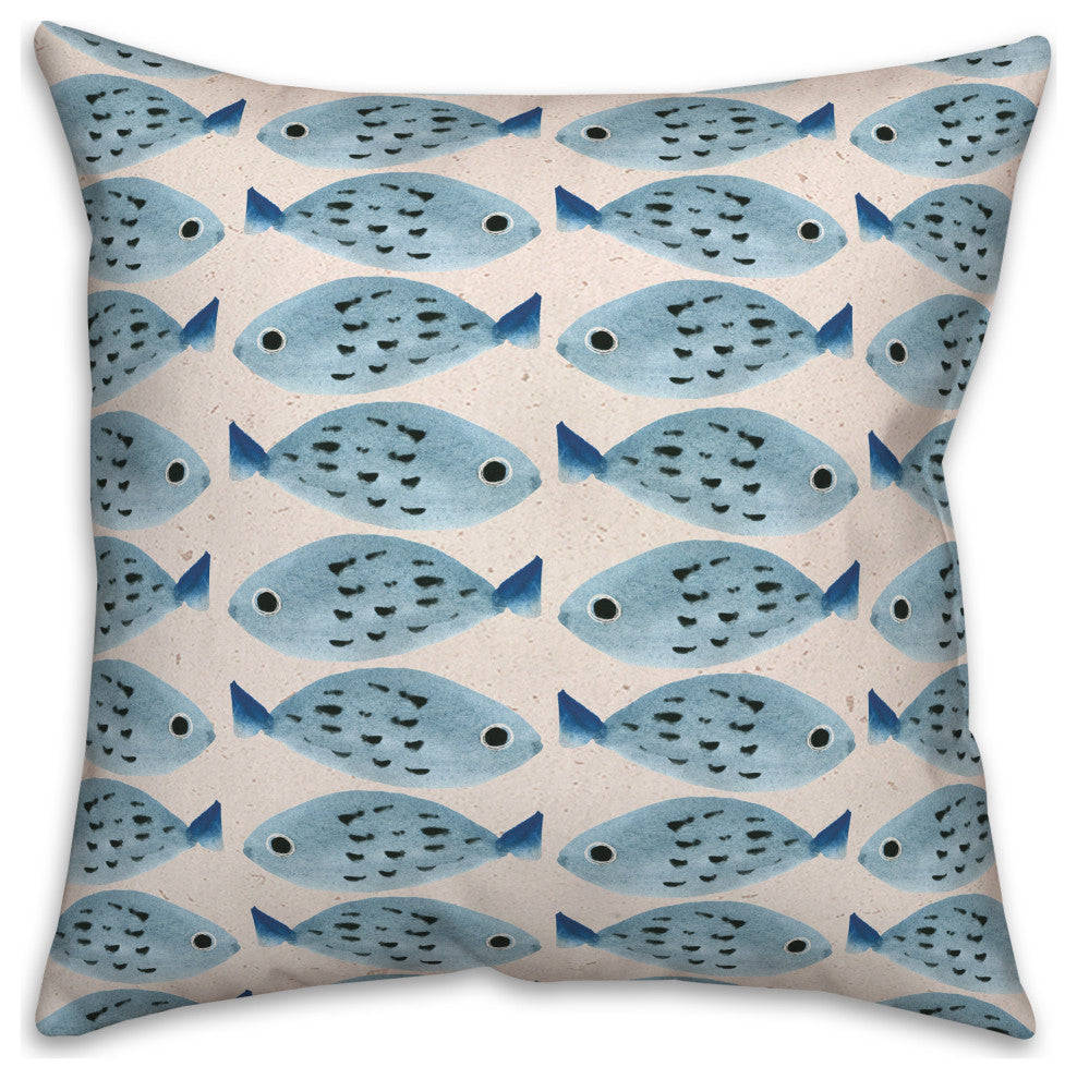 Swim Fish 3 20x20 Spun Poly Pillow
