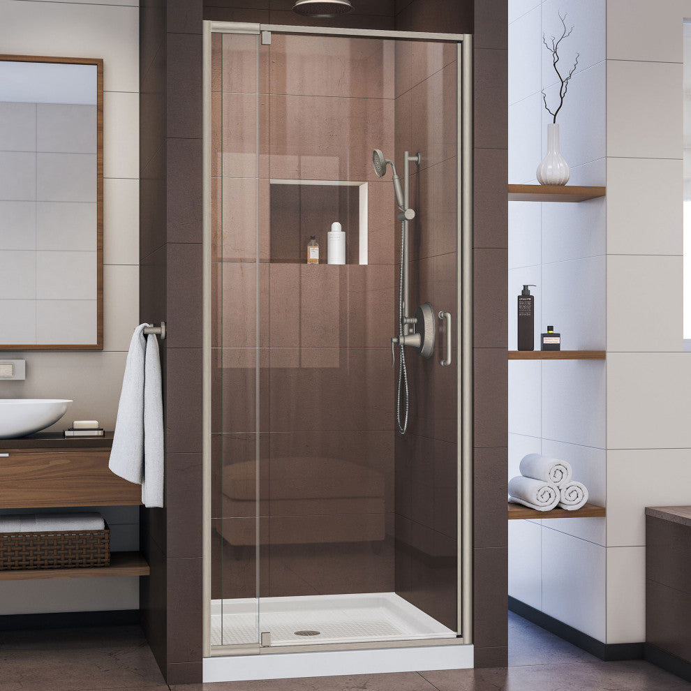 DreamLine Flex 28-32"Wx72"H Semi-Frameless Pivot Shower Door, Brushed Nickel
