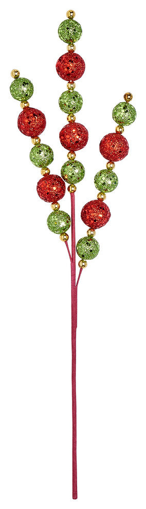 Glitter Ballx3 Spray, Red, Green, 20"