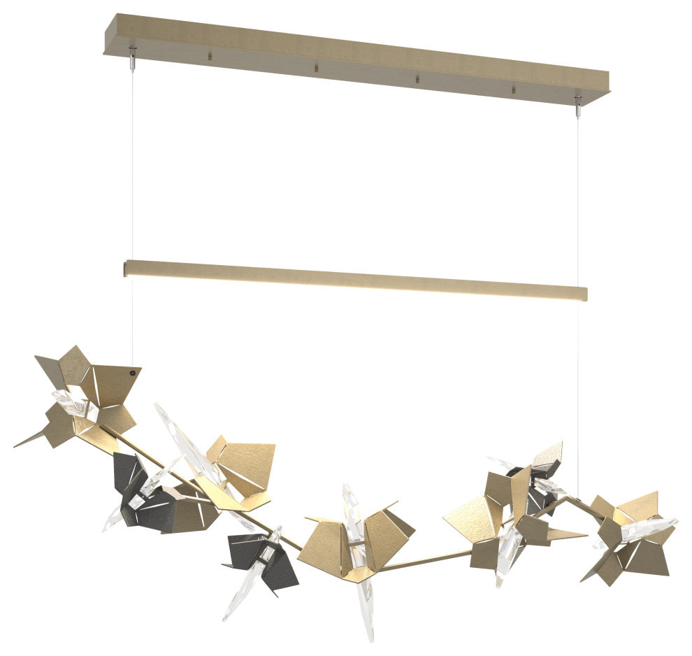 Belladonna LED Pendant, Soft Gold With Natural Iron Accent