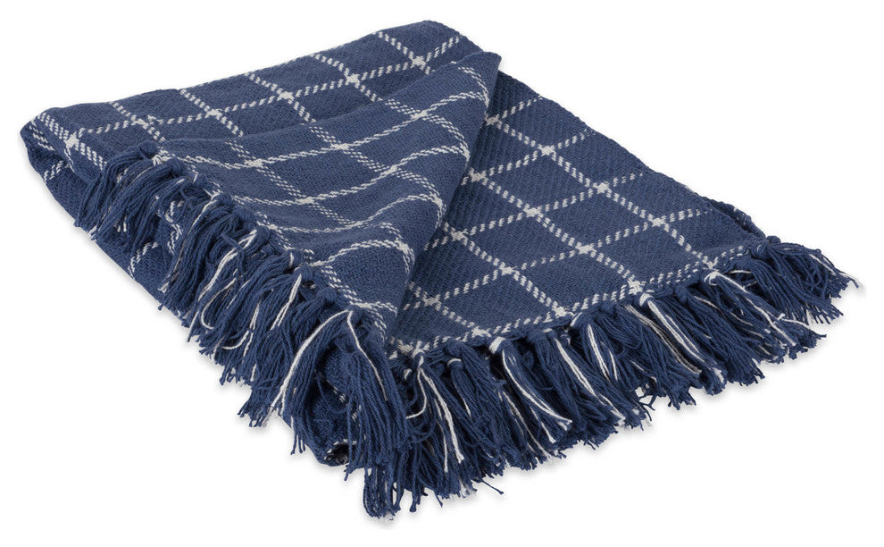 French Blue Checked Plaid Throw