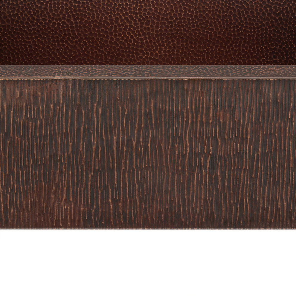 33" Hammered Copper Apron Front Single Basin Sink With Tree Texture
