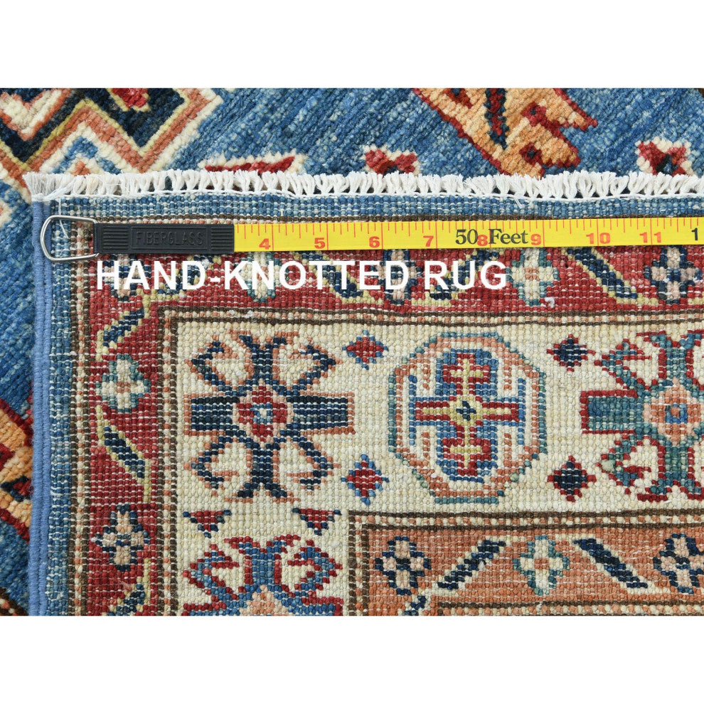 Denim Blue Afghan Super Kazak Natural Wool Hand Knotted XL Runner Rug 2'6"x33'5"