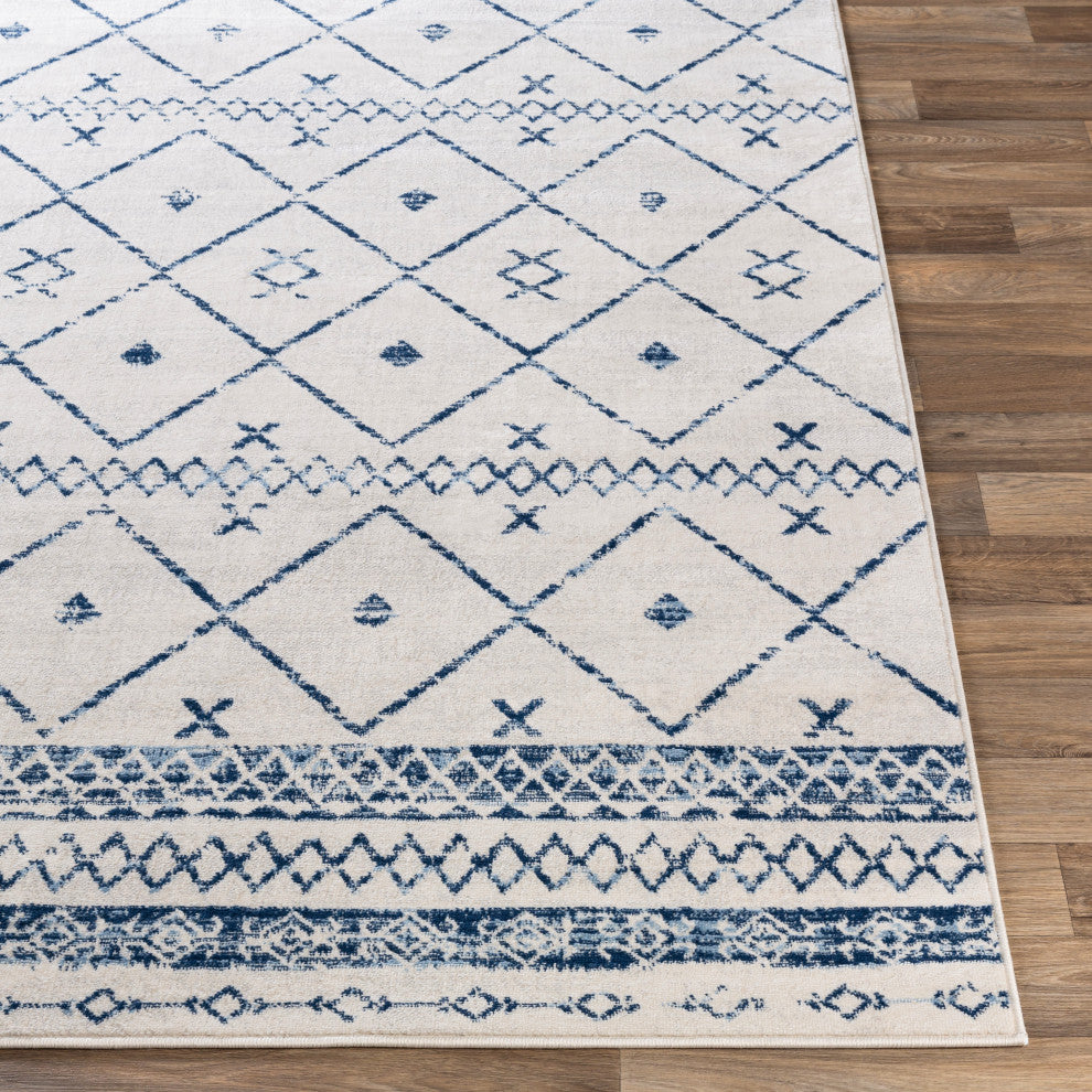 Surya Roma ROM-2339 9'x12'3" Rug, Dark Blue/Denim/Light Gray/White