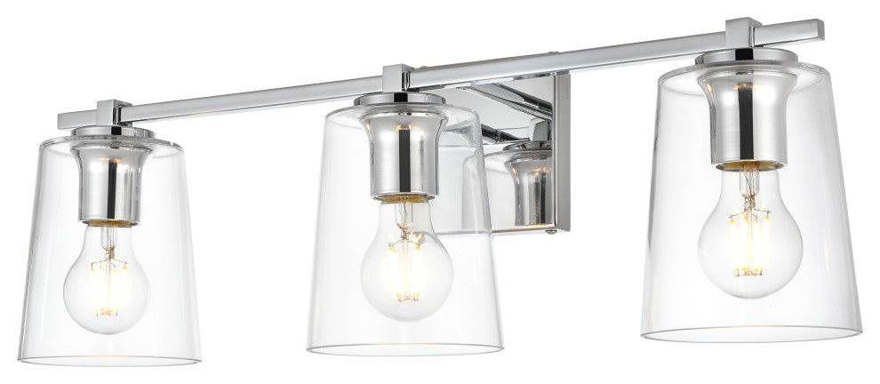 3 Light Chrome And Clear Bath Sconce