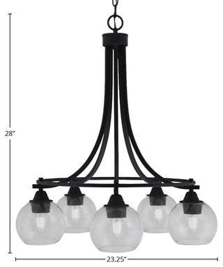 Paramount 5-Light Chandelier, Matte Black, 5.75" Clear Bubble Glass