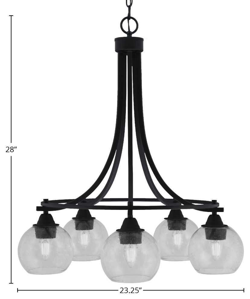 Paramount 5-Light Chandelier, Matte Black, 5.75" Clear Bubble Glass