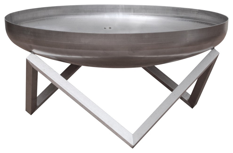 Memel Modern Outdoor Stainless Steel Fire Pit, Large 31"