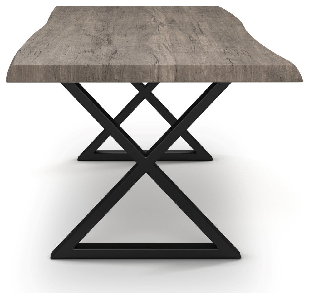 Brooks Dining Table, Sandblasted Gray, Black, 40"x116",X-Base