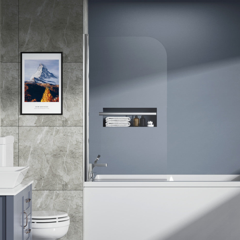 31 in. W x 55 in. H Frameless Fixed Glass Tub Panel