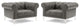 Idyll Tufted Upholstered Leather Armchair Set of 2 - Gray