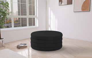 Aphia Boucle Fabric Upholstered Ottoman, Black, Ottoman / Coffee Table