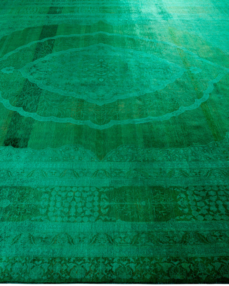 Fine Vibrance, One-of-a-Kind Hand-Knotted Area Rug Green, 9' 3" x 11' 10"