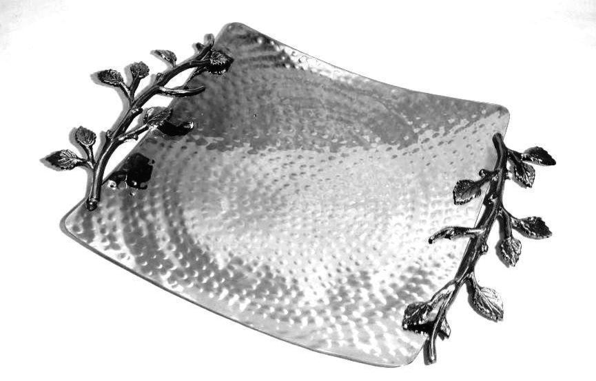 Sparkle Silver Leaf Square Tray