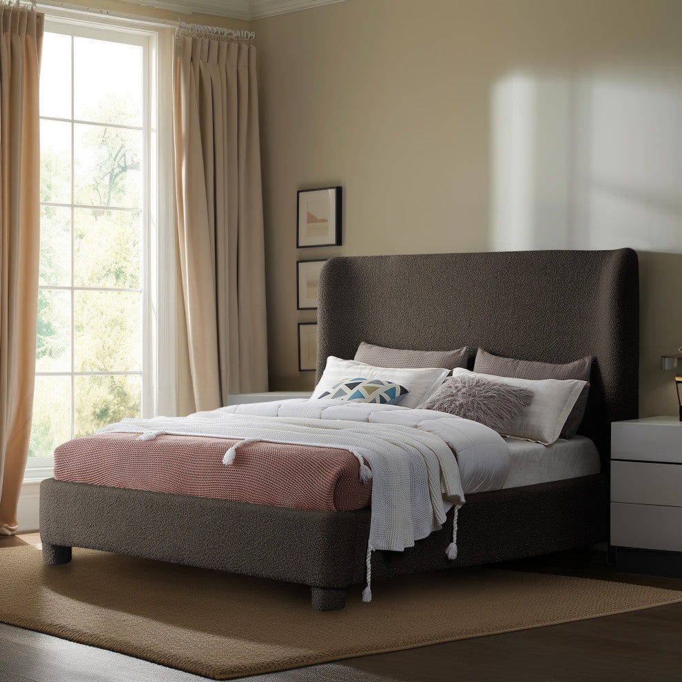 Penny Bed, Brown, Full, Boucle Fabric