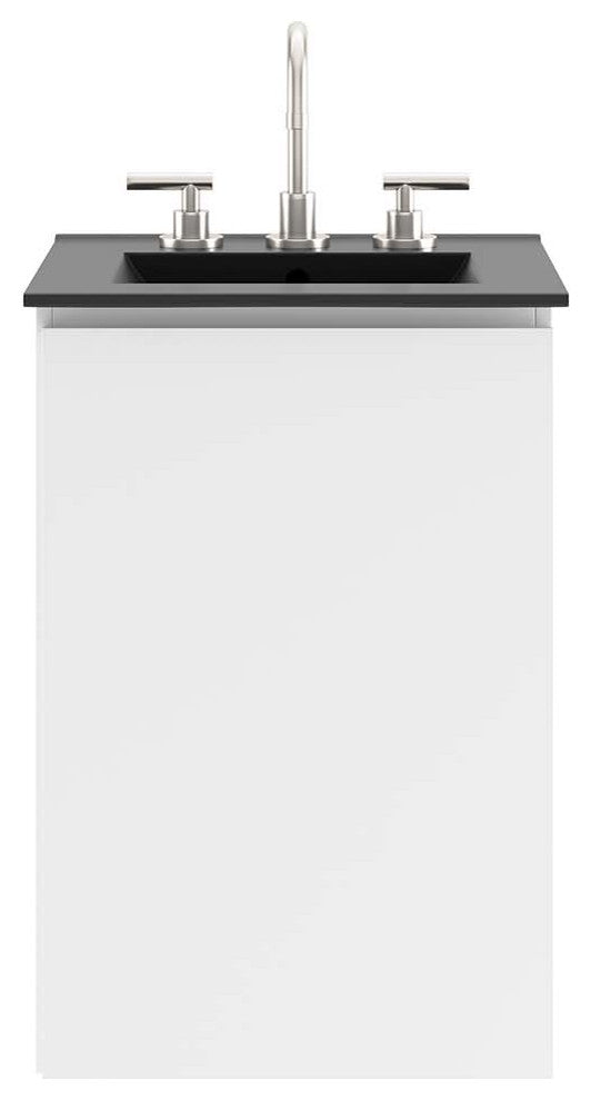Sink Vanity Cabinet, Wall Mount, Black White, Ceramic, Modern, Hotel Bathroom