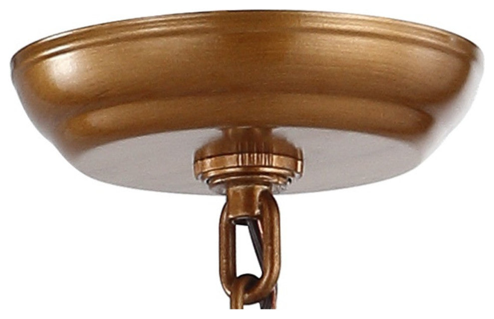 Pagoda Lantern Metal LED Pendant, Antique Gold, 16"