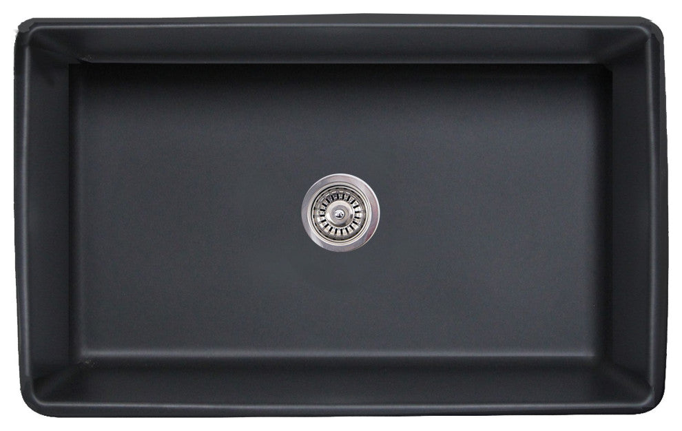 Nantucket FCFS3320S-FiligreeMBL 33" Matte Black Farmhouse Fireclay Sink