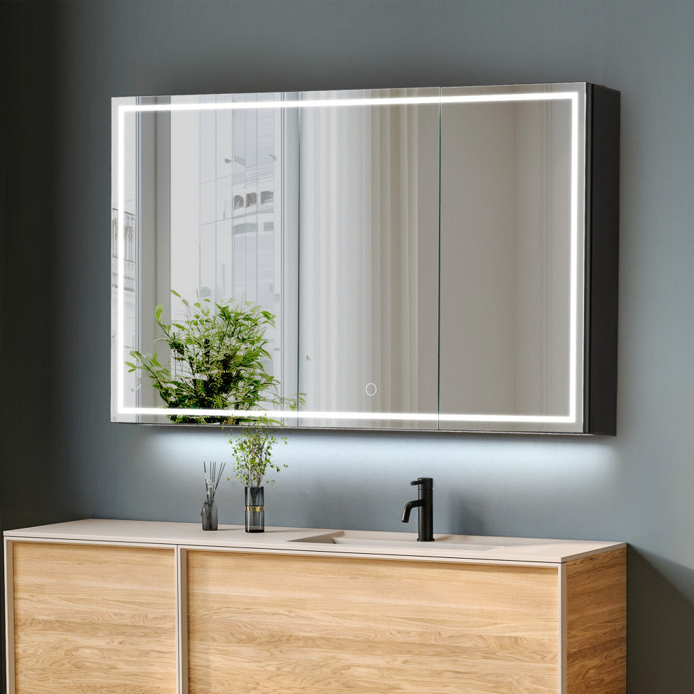 Hesili Frameless Surface-Mount LED Lighted Bathroom Medicine Cabinet, 48"