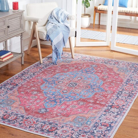 Safavieh Serapi SEP369 Rug Machine-Washable, Blue/Rust, 9'x12'