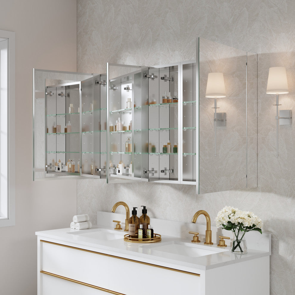 Recessed/Surface Mount Bathroom Medicine Cabinet, Reverse Installation, 52"x30"