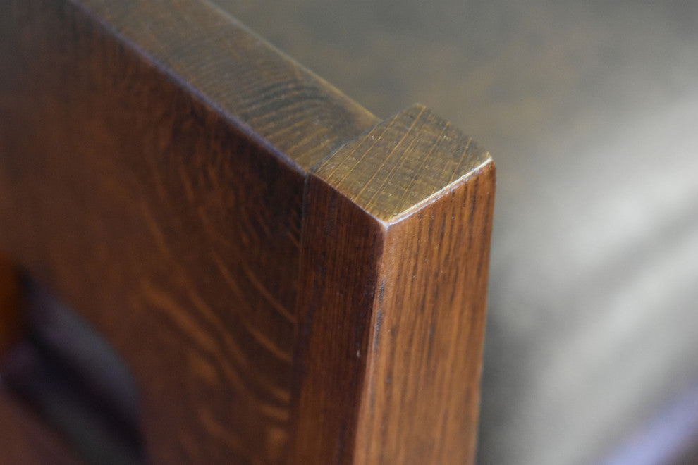 Mission Style Oak and Leather Foot Stool, Model A31