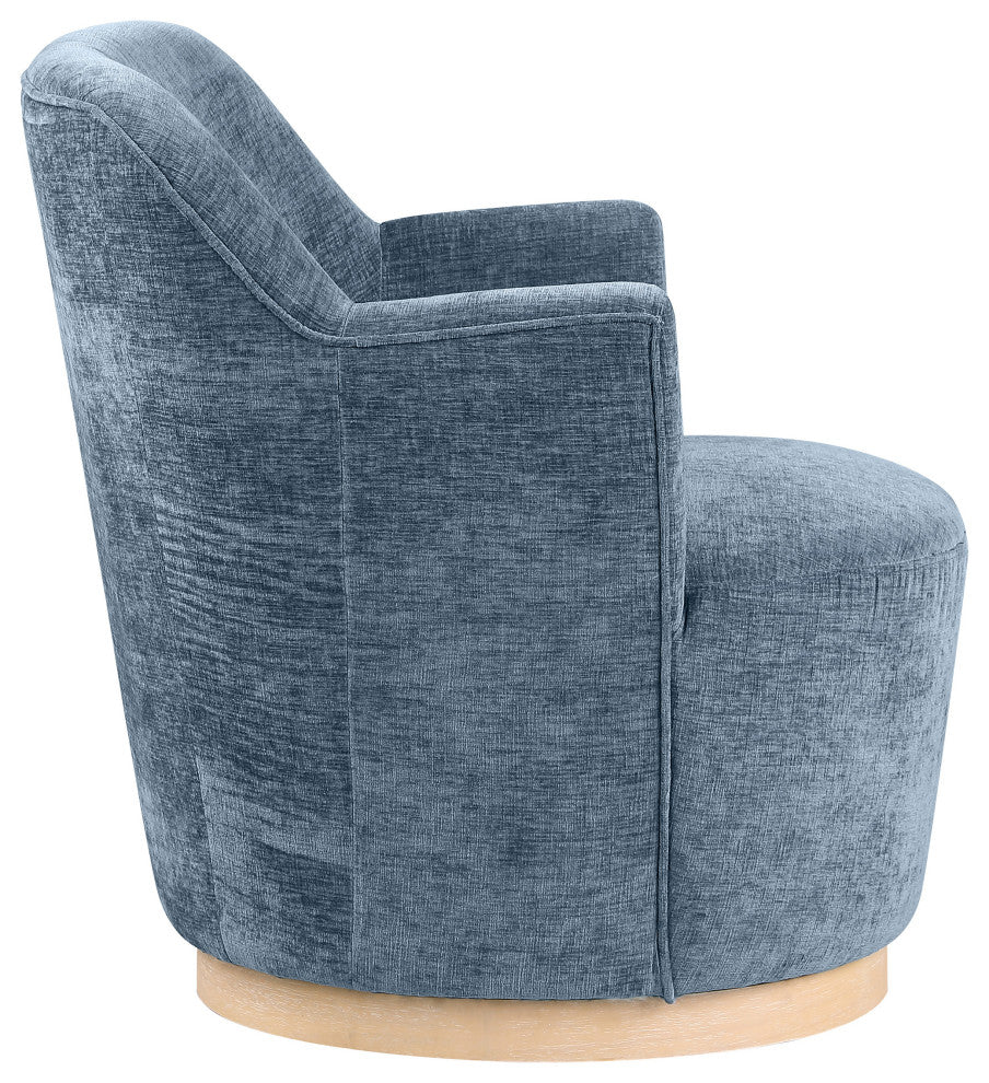 Clarita Swivel Accent Chair, Blue, Chenille Fabric