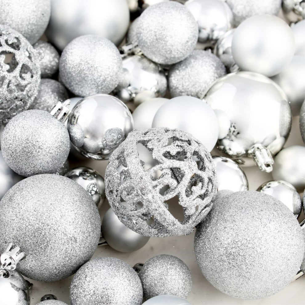 Vidaxl 100 Piece Christmas Ball Set 2.4" Silver