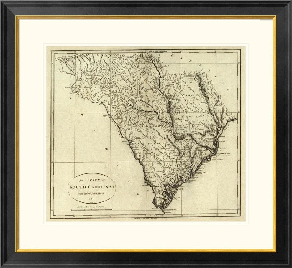 "State of South Carolina, 1796" Framed Digital Print by John Reid, 32x30"