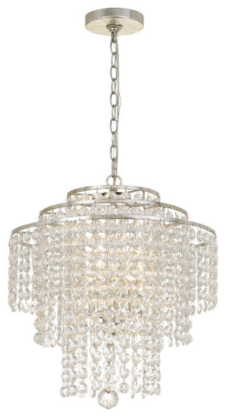 Crystorama ARI-304-SA-CL-MWP, 4-Light Chandelier, Antique Silver