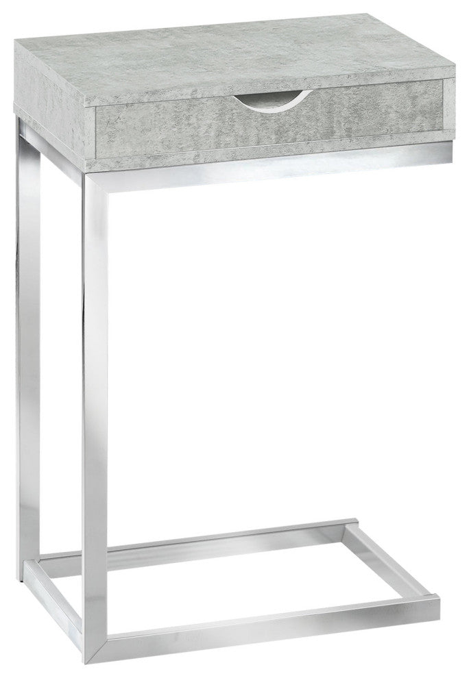 HomeRoots 10.25" x 15.75" x 24.5" Grey Finish and Laminated Metal Accent Table