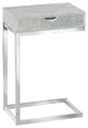 HomeRoots 10.25" x 15.75" x 24.5" Grey Finish and Laminated Metal Accent Table