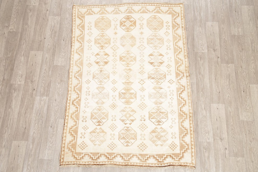 Consigned, Handmade Persian Gabbeh Oriental Faded Area Rug, Beige, 6'1"X4'4"