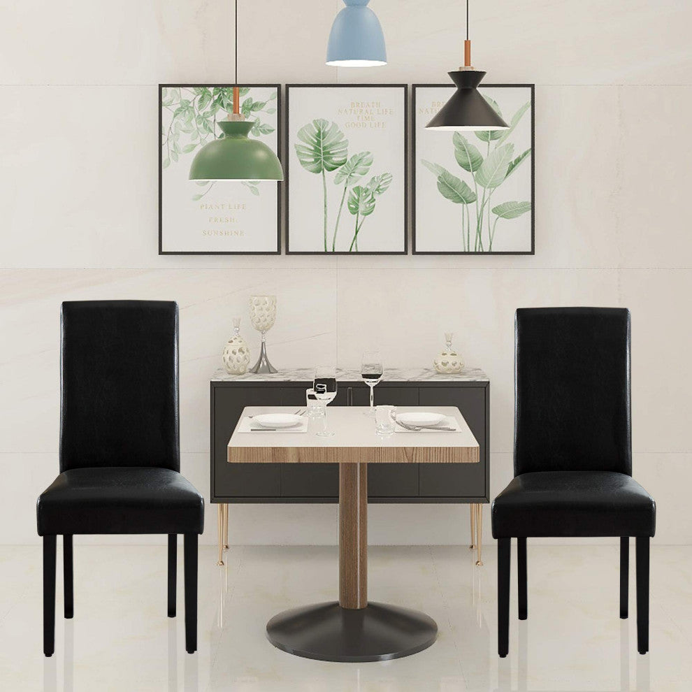 Rochefort Synthetic Leather Armless Set of 2-Pieces Dining Room Accent Chair, Bl