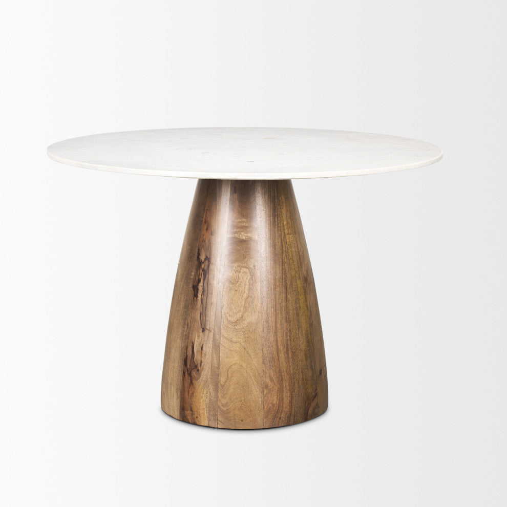 Allyson 42" Medium Brown With White Marble Top Dining Table