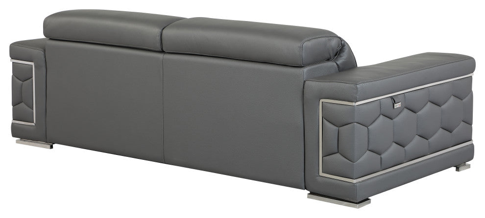 Rome Contemporary Genuine Italian Leather Sofa Dark Gray