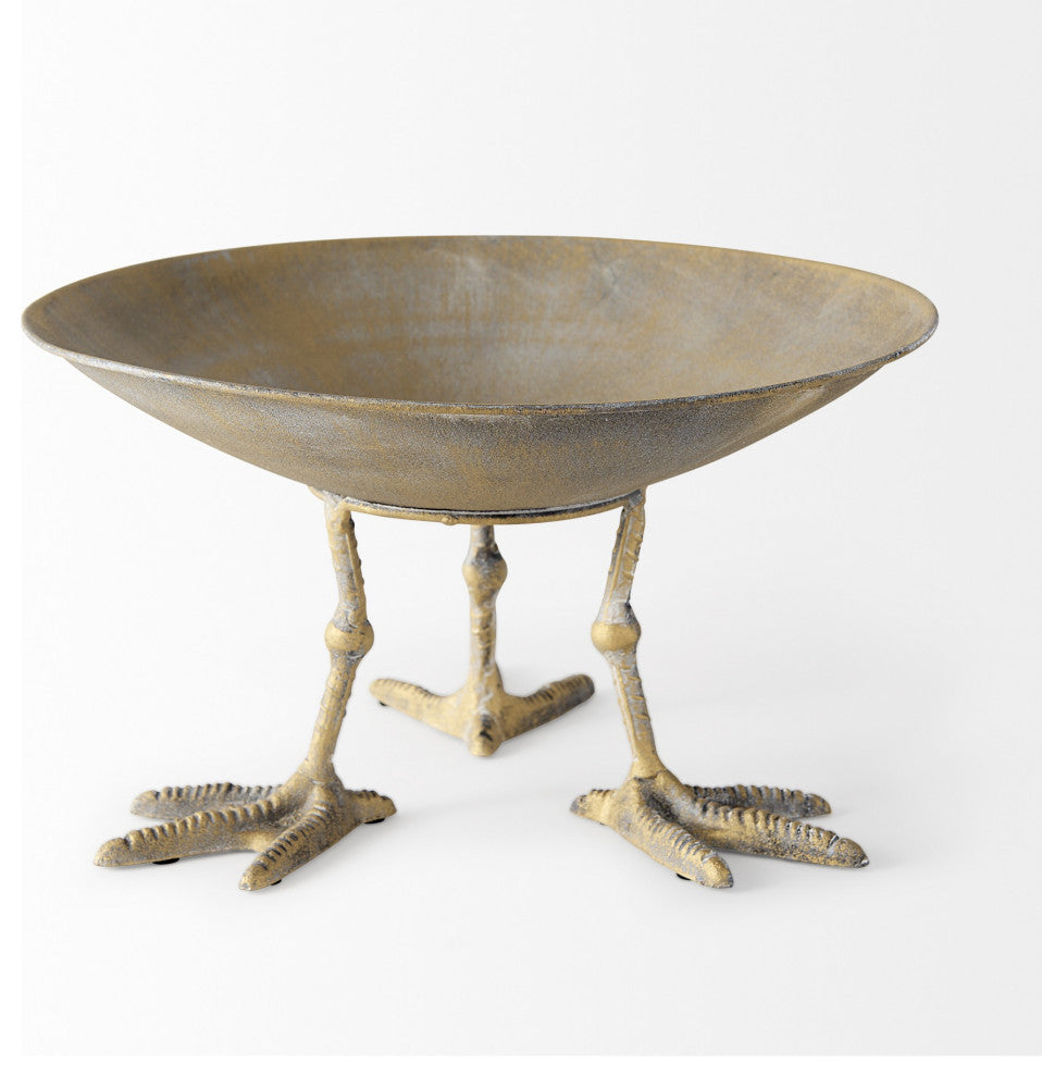Antiqued Gold Webbed Feet Centerpiece Bowl