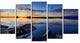 Beautiful Calm Water and Sunset, Blue, Landscape Canvas Art, 60"x32", 5 Panels