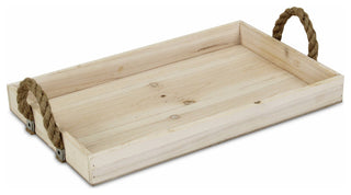 Natural Wooden Tray With Rope Handles