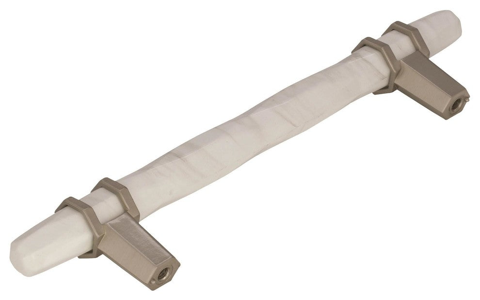 Carrione Cabinet Pull, Marble White/Satin Nickel, 5-1/16" Center-to-Center