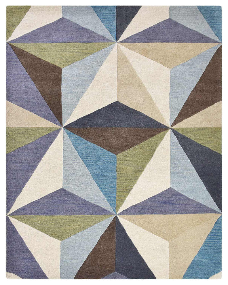 HAND TUFTED WOOL ECO-FRIENDLY AREA RUGS - Rectangle,Multicolor,Geometric