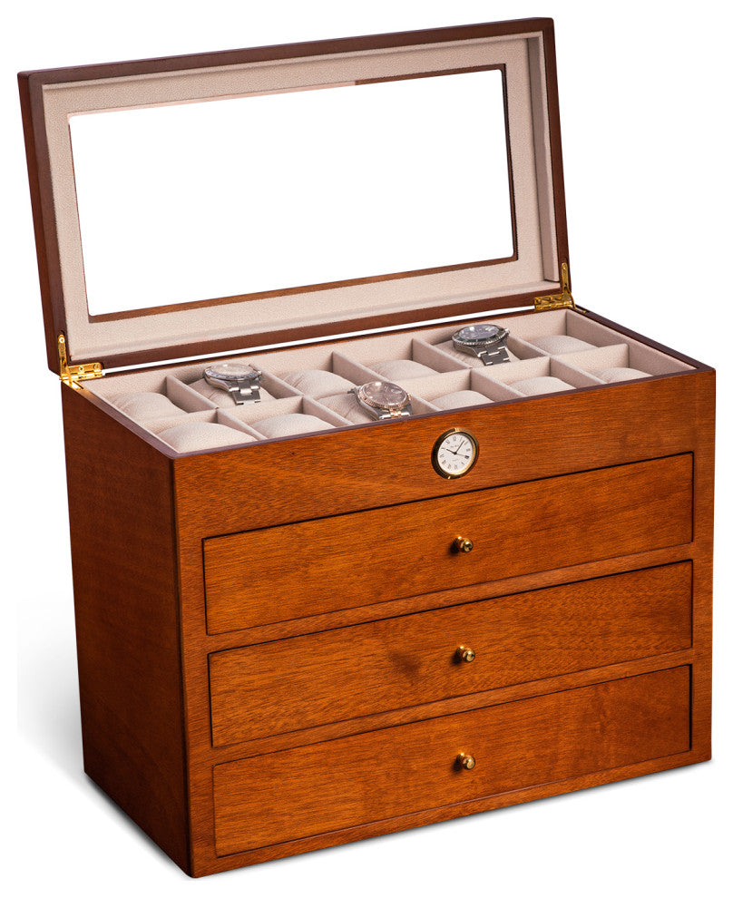 All With Time Watch Box, 48 Watch Slots, Cherry Wood