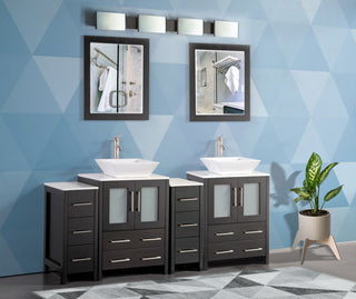 Vanity Art Bathroom Vanity Set With Sink, Espresso, 72", Standard Mirror