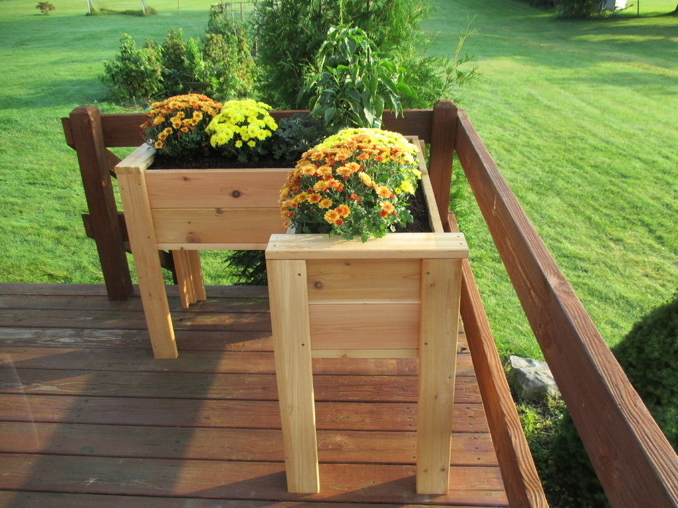 L-Shaped Cedar Elevated Patio Planter