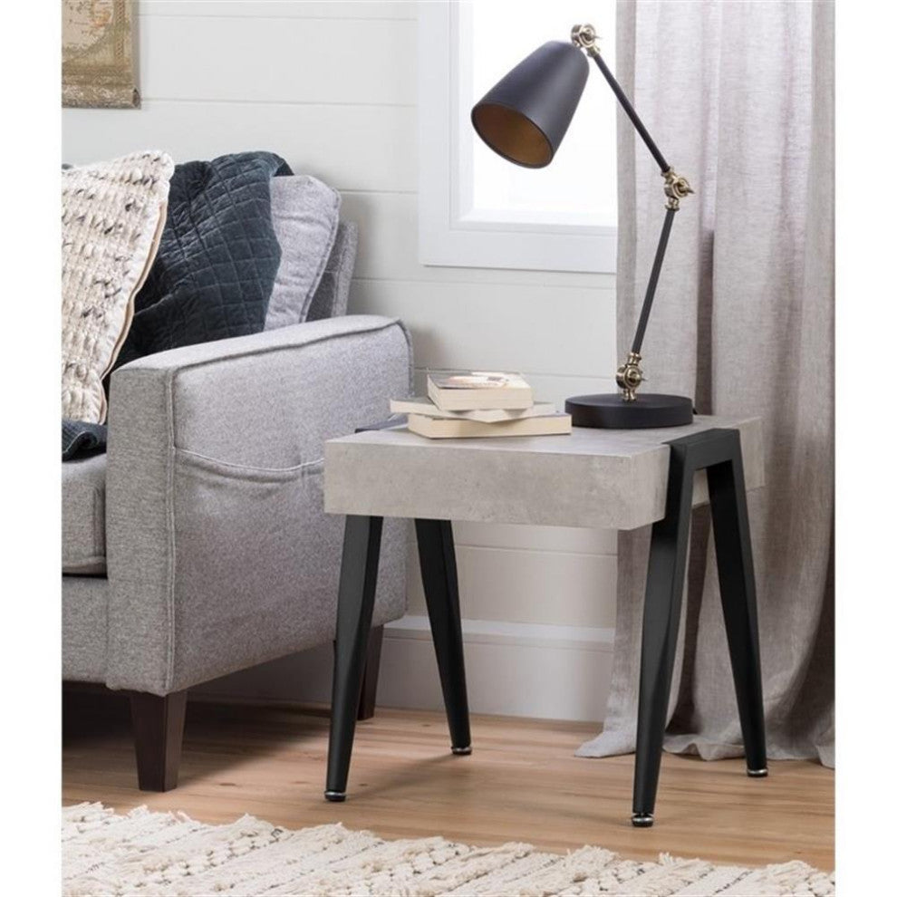 South Shore City Life Faux Concrete Square End Table in Gray and Black