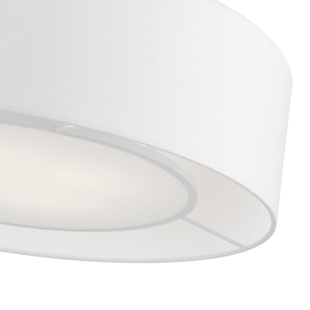 Gilmore 4 Light Brushed Nickel With Shiny White Accents Semi-Flush